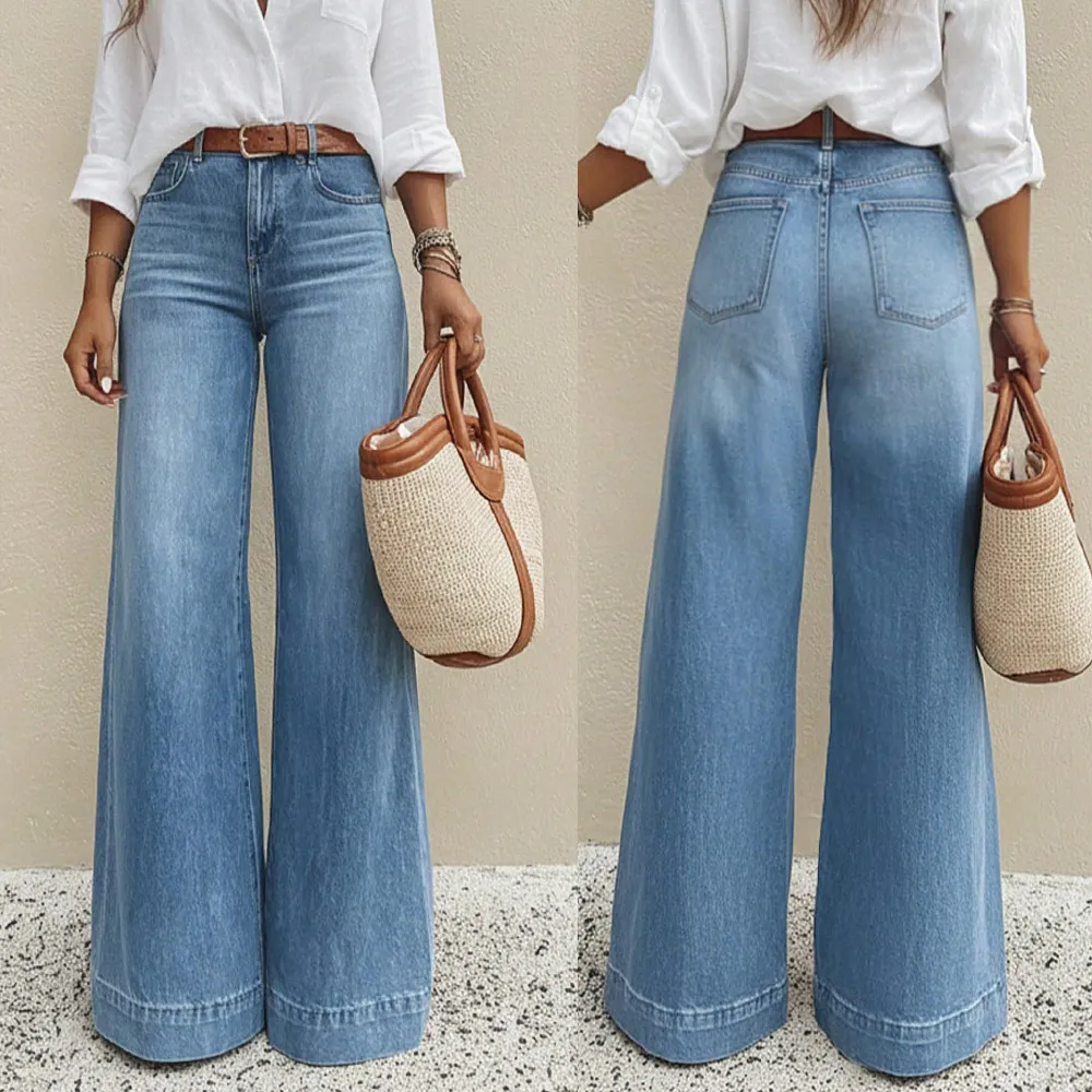 Women Retro Loose Wide Leg Jeans