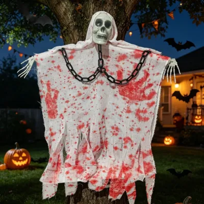Halloween Decoration Hanging Ghost Foldable Chain Skull Pendant Horror Hanging Props