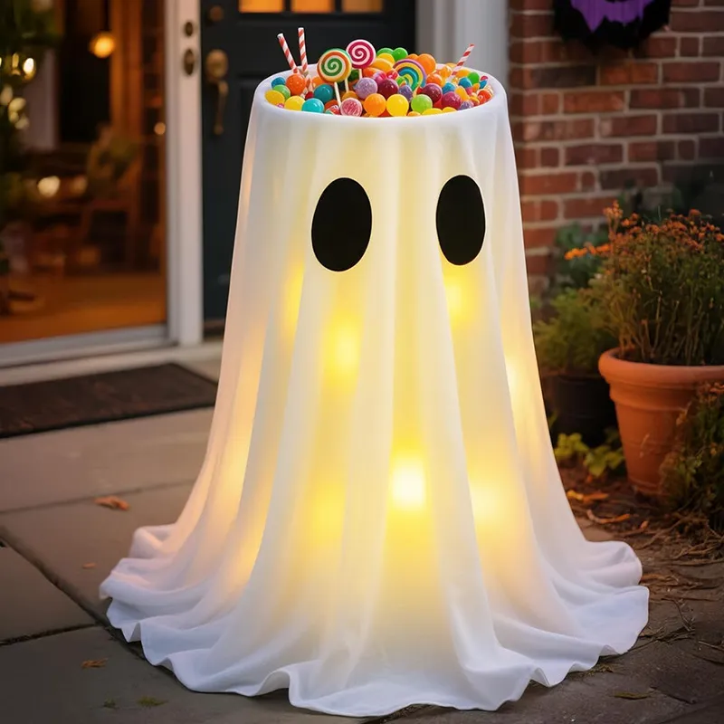 Halloween Candy Bowl Ghost Outdoor Yard Ornaments Desktop Props Scene Atmosphere Decoration