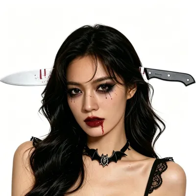 Halloween Head Blood Chopper Party Zombie Tricky Saw Headband Plastic Axe Headwear
