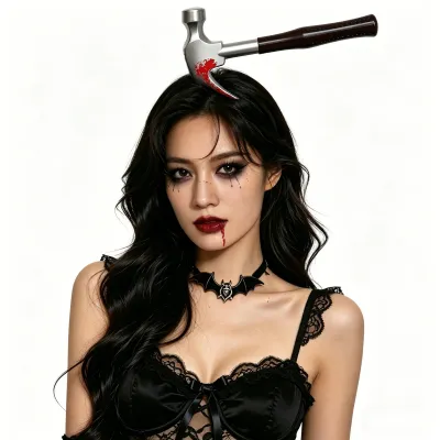 Halloween Head Blood Chopper Party Zombie Tricky Saw Headband Plastic Axe Headwear