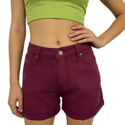 Women Fashion High Waist Holed Denim Shorts