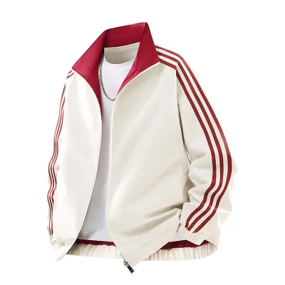 Men Fashion Casual Spring And Autumn Stripe Laple Long-Sleeve Jacket