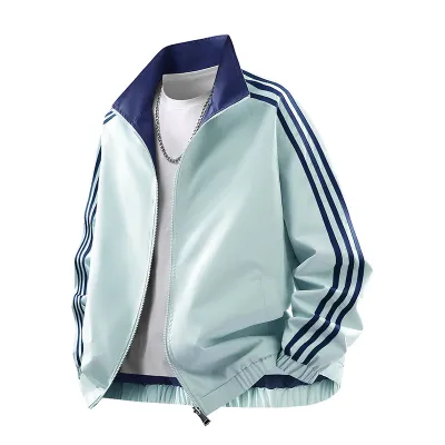 Men Fashion Casual Spring And Autumn Stripe Laple Long-Sleeve Jacket