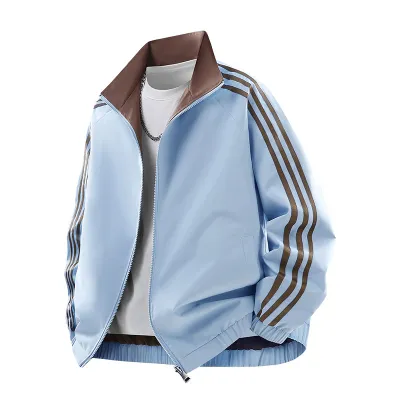 Men Fashion Casual Spring And Autumn Stripe Laple Long-Sleeve Jacket