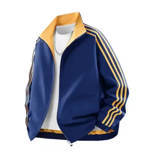 Men Fashion Casual Spring And Autumn Stripe Laple Long-Sleeve Jacket