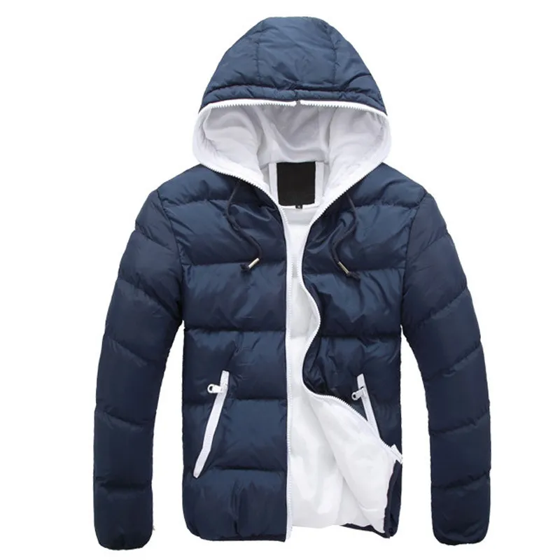 Men Fahsion Casual Autumn Winter Cotton-Padded Long-Sleeve With Hat Coat