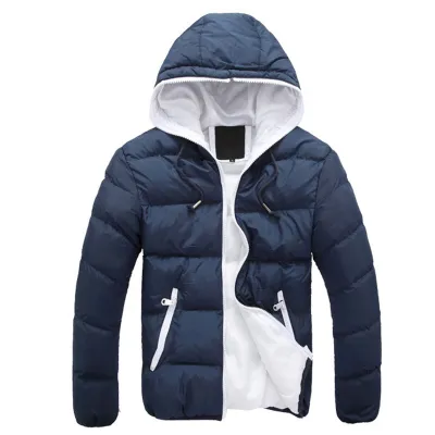Men Fahsion Casual Autumn Winter Cotton-Padded Long-Sleeve With Hat Coat