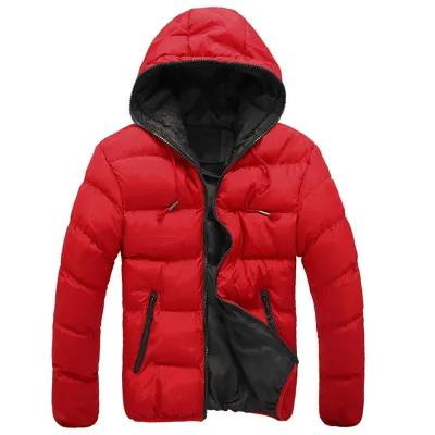 Men Fahsion Casual Autumn Winter Cotton-Padded Long-Sleeve With Hat Coat