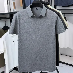 Men'S Fashion Casual Summer Solid Color Quick-Drying Breathable Lapel Short-Sleeve Polo Shirt