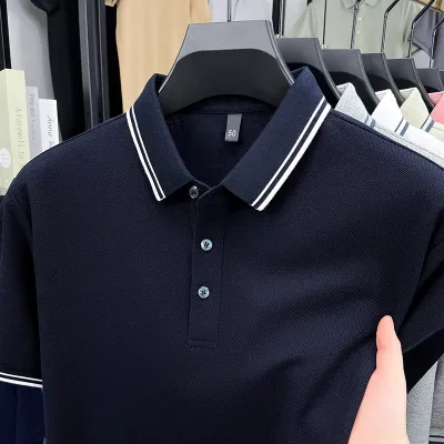 Men'S Fashion Casual Cotton Breathable Short-Sleeve Polo Shirt