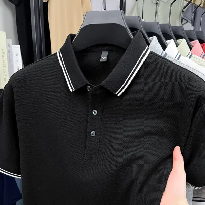 Men'S Fashion Casual Cotton Breathable Short-Sleeve Polo Shirt