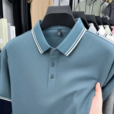 Men'S Fashion Casual Cotton Breathable Short-Sleeve Polo Shirt