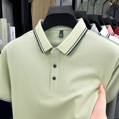 Men'S Fashion Casual Cotton Breathable Short-Sleeve Polo Shirt