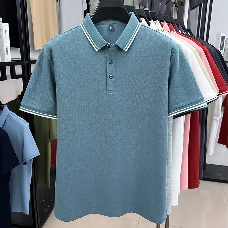 Men'S Fashion Casual Cotton Breathable Short-Sleeve Polo Shirt
