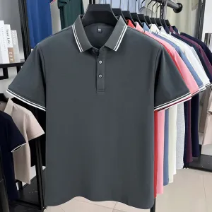 Men'S Fashion Casual Cotton Breathable Lapel Short-Sleeve Polo Shirt