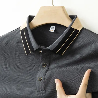 Men'S Fashion Casual Business Lapel Short-Sleeve Polo Shirt