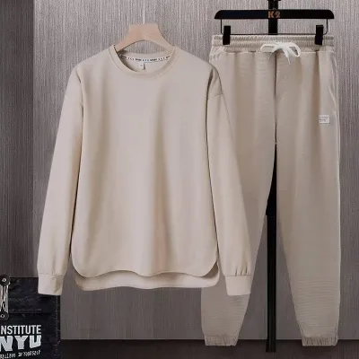 Men Fashion Casual Summer Solid Color Short-Sleeved T-Shirt Loose Pants Two-Piece Set
