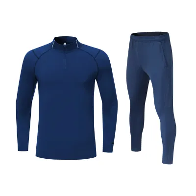 Men Fashion Casual Solid Color Quick-Drying Stand Collar Long-Sleeve Sweatshirt Pants Two-Piece Set