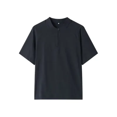 Men Fashion Casual Washed Cotton Solid Color Short-Sleeve Loose T-Shirt