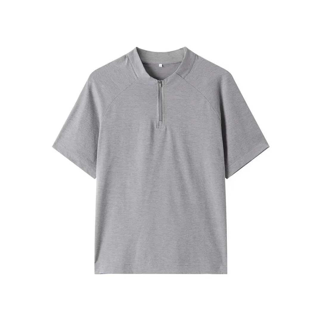Men Fashion Casual Washed Cotton Solid Color Short-Sleeve Loose T-Shirt