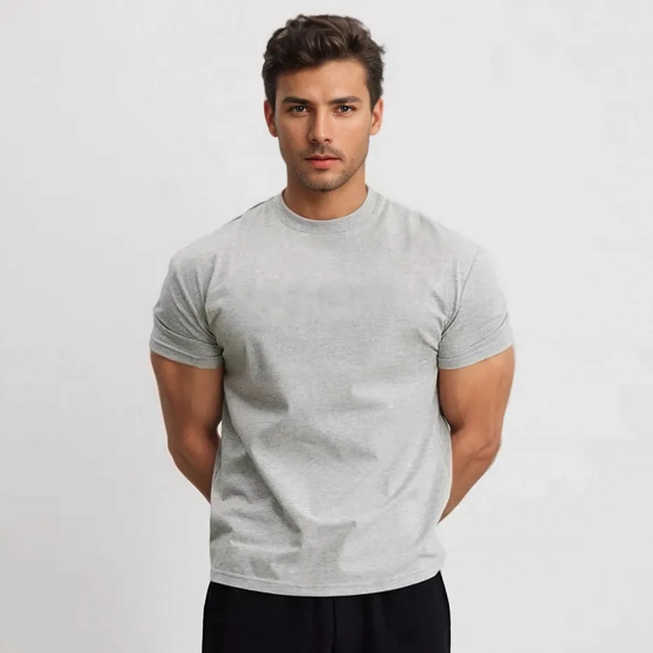 Men Fashion Casual Simple Solid Color Breathable Short Sleeve Quick-Drying T-Shirt