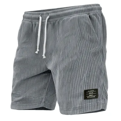 Men'S Fashion Casual Summer Solid Color Corduroy Loose Shorts