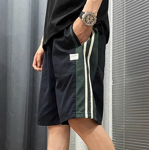 Men Fashiopn Casual Summer Thin Stripe Loose Shorts