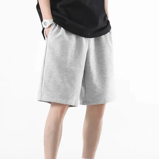Men Fashion Casual Simple Solid Color Straight Drawstring Shorts