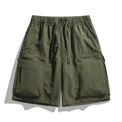 Men'S Fashion Casual Solid Color Pockets Loose Shorts