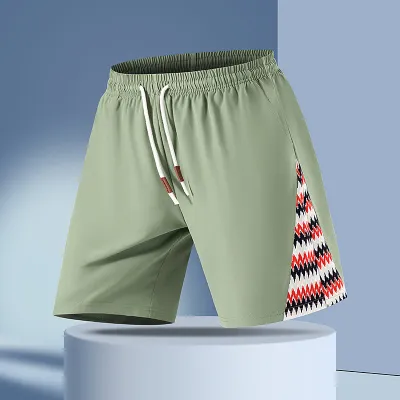 Men Fashion Casual Summer Stitching Thin Loose Ice Silk Shorts