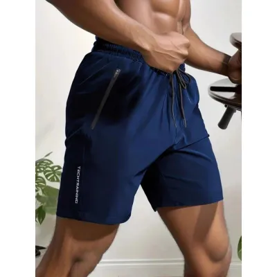 Men Fashion Casual Summer Solid Color Breathable Quick-Drying Loose Shorts