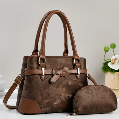 Women Fashion Casual Retro Handbag Two-Piece Bag Set