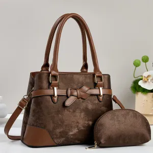 Women Fashion Casual Retro Handbag Two-Piece Bag Set