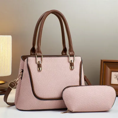 Women Fashion Retro Large Capacity Handbag Two-Piece Bag Set