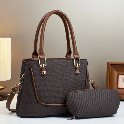 Women Fashion Retro Large Capacity Handbag Two-Piece Bag Set