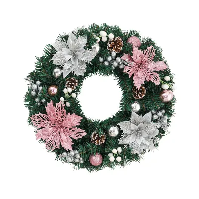 Christmas Wreath 40cm Simulation Handmade Window Door Hanging Holiday Decorations