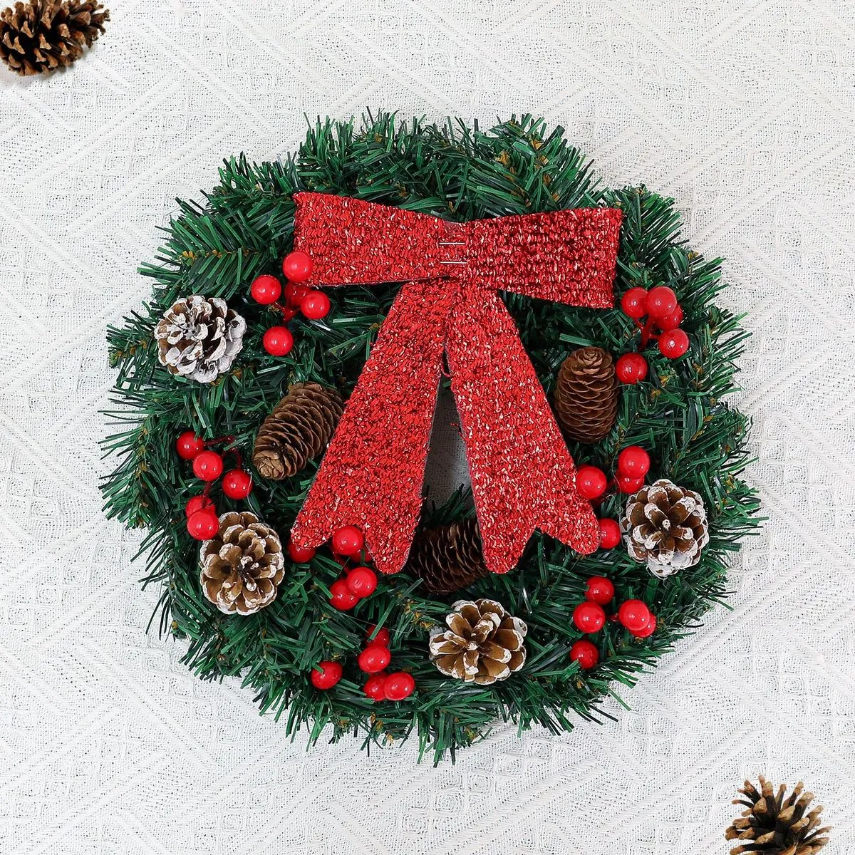 Christmas Wreath 40cm Pine Cone Wreath Window Holiday Decoration