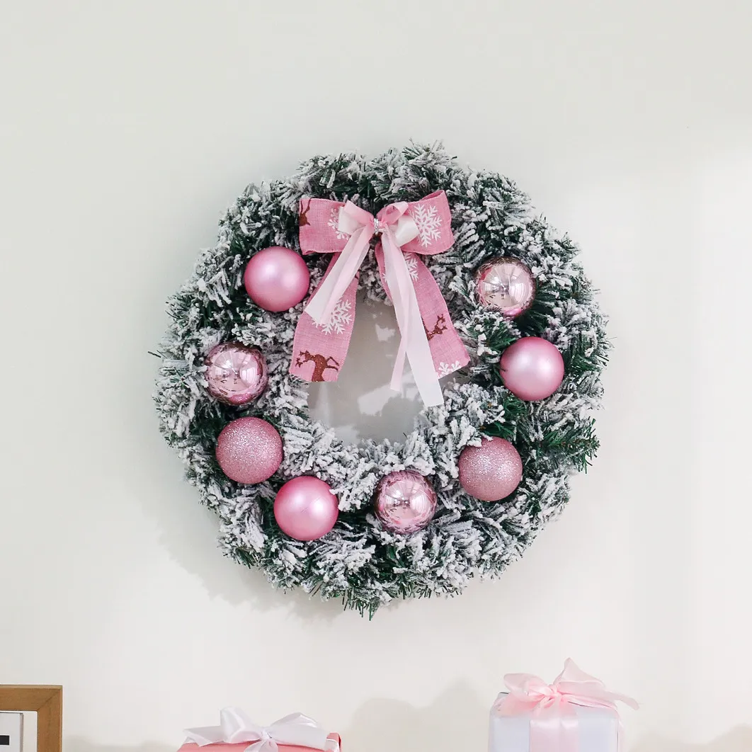 Christmas Wreath 40cm Flocking Wreath Mall Window Door Hanging Decorations