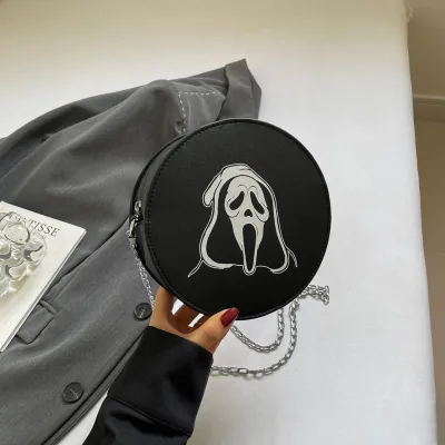 Halloween Funny Skull Printed Round Shoulder Bag