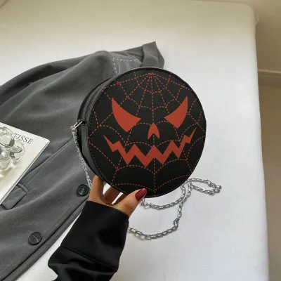 Halloween Funny Skull Printed Round Shoulder Bag