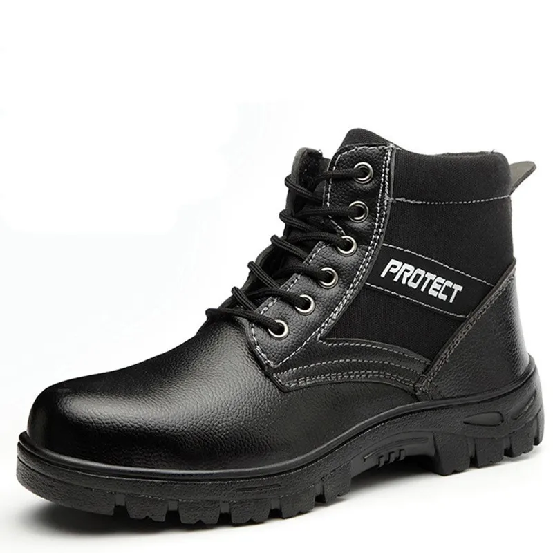 Men'S Fashion Causal Anti-Smashing Anti-Piercing Cowhide Wear-Resistant Safety Shoes