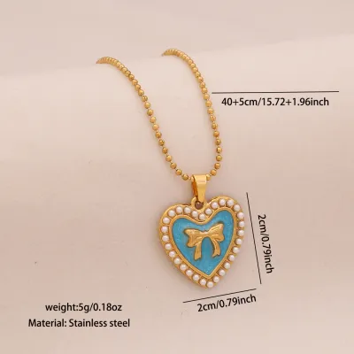 Women Fashion Ocean Blue Imitation Pearl Shell Scallop Love Floral Bird Pendant Necklace