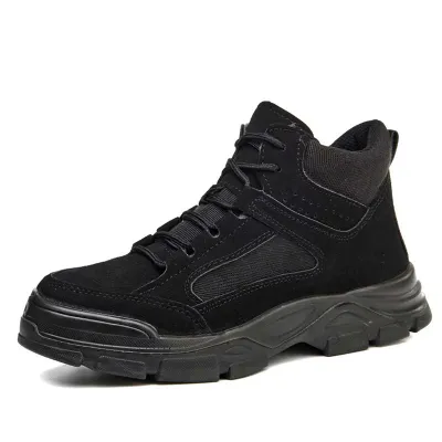 Men'S Fashion Causal Anti-Smashing Anti-Piercing Cowhide Wear-Resistant Safety Shoes