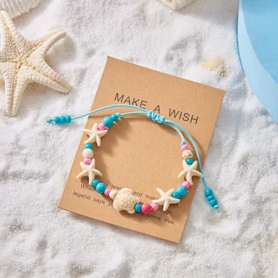 Women Fashion Summer Ocean Shell Conch Gravel Handmade Bracelet