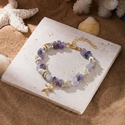 Women Fashion Boho Ocean Starfish Conch Bracelet