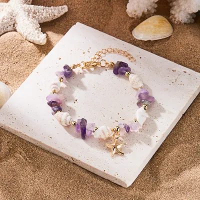 Women Fashion Boho Ocean Starfish Conch Bracelet