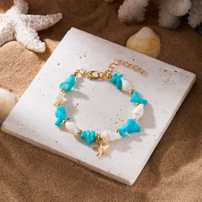 Women Fashion Boho Ocean Starfish Conch Bracelet