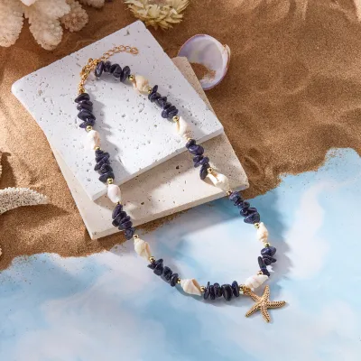 Women Fashion Boho Ocean Starfish Conch Necklace