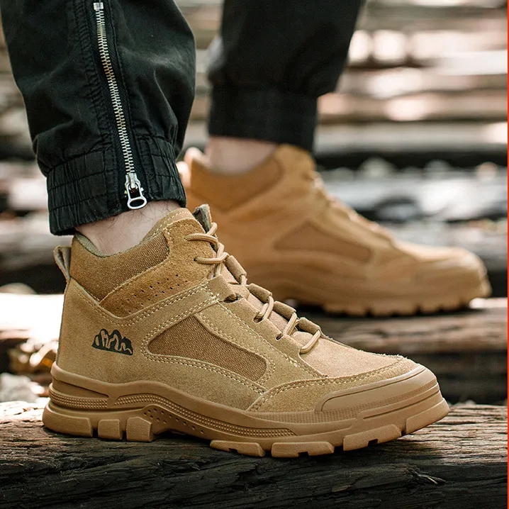 Men'S Fashion Causal Anti-Smashing Anti-Piercing Cowhide Wear-Resistant Safety Shoes